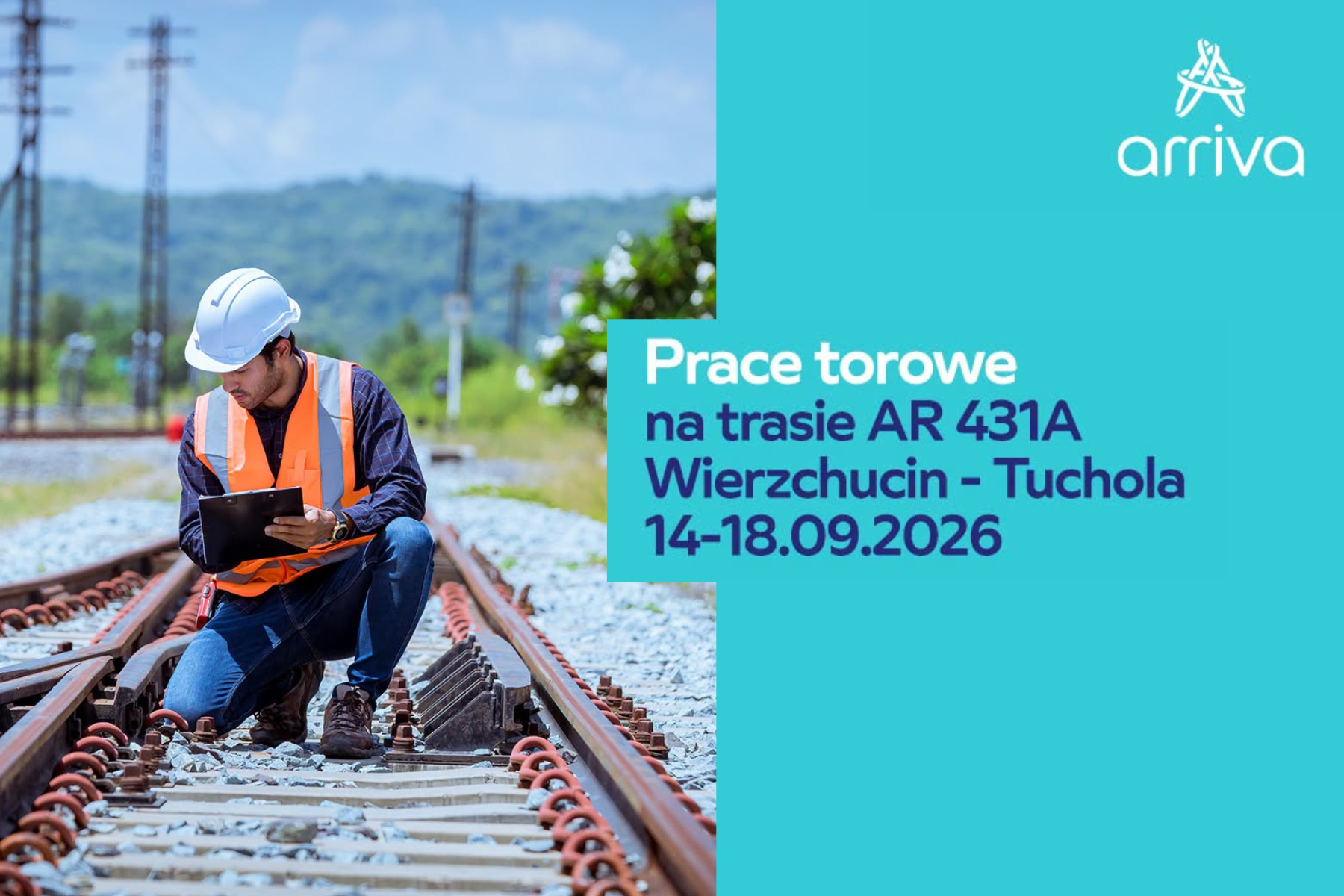 Od poniedziałku utrudnienia na trasie Wierzchucin-Tuchola. Pociągi zastąpią autobusy