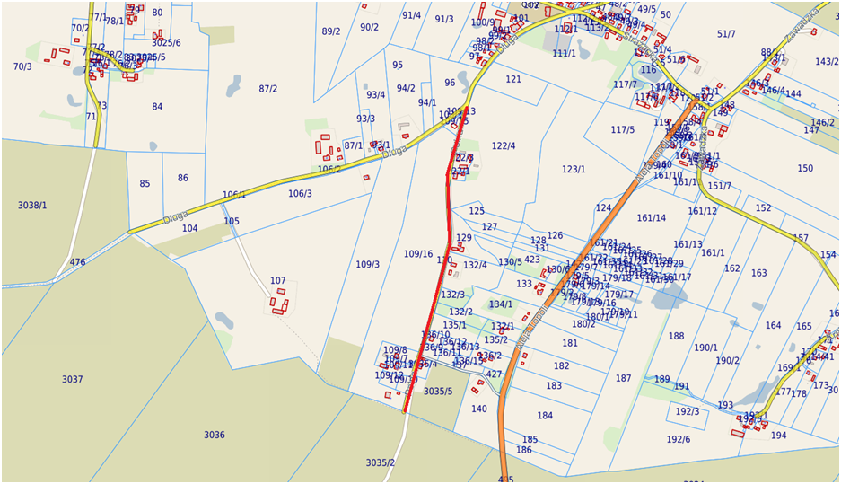 Projekt budowy ul. Polnej w Odrach - dł. ok. 0,8 km.
