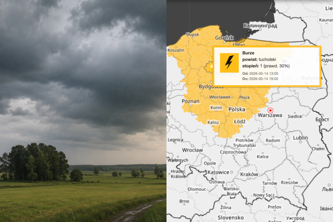Burze ponownie nad regionem. Wydano ostrzeżenie pierwszego stopnia dla powiatów chojnickiego i tucholskiego