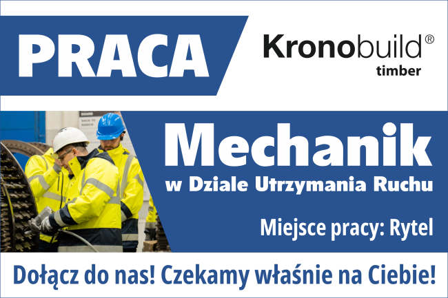 Praca. Osoba na stanowisko mechanik w Dziale Utrzymania Ruchu