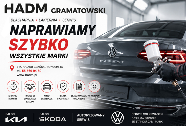 Naprawa blacharsko-lakiernicza bez długiego czekania? W HADM Gramatowski to możliwe