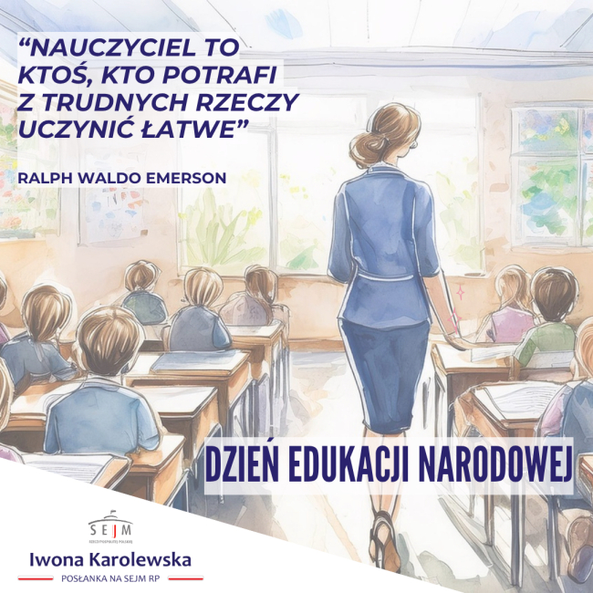Życzenia posłanki Iwony Karolewskiej z okazji Dnia Edukacji Narodowej