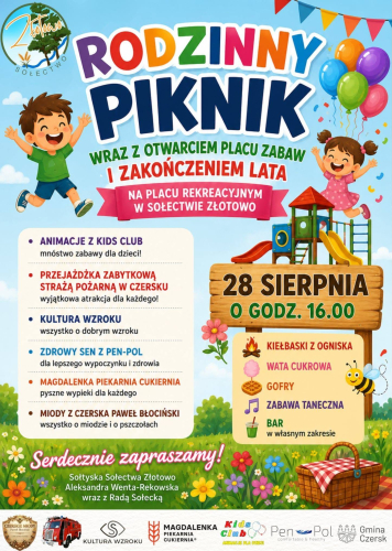 Rodzinny piknik i otwarcie placu zabaw w Złotowie (ZAPOWIEDŹ)